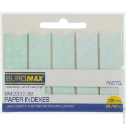 Стикер-закладка Buromax Закладки бумажные PASTEL, с клейким слоем, 65x18 мм, 100 л., мятные (BM.2332-38)