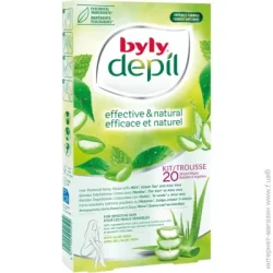 Средство для депиляции Byly Восковые полоски Waxing Strips для депиляции тела с мятой и зеленым чаем и алоэ. 20 шт./уп.