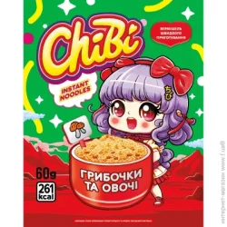 Chibi Вермишель Изделия макаронные быстрого приготовления со вкусом грибов 60 г