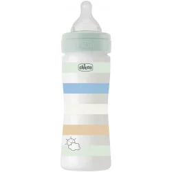 Бутылочка для кормления Chicco Пляшка пластикова Well-Being 250мл. соска силіконова від 2 місяців середній потік (хлопчик) (28623.21)