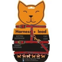 Шлея Collar Dog Extreme для котов с поводком 1x110см 20-30см/25-40см, красный (42853)