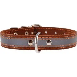 Ошейник Collar со светоотражающей лентой 2x32-40см, коричневый (01556)