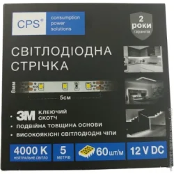 LED стрічка LED стрічка CPS Стрічка світлодіодна Світлодіодна стрічка 12В 5м 25 Вт 12 В денний CLS-12D60K40