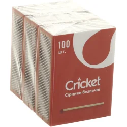 Средство для розжига Средство для розжига Cricket Спички безопасные 3 упаковки по 100 шт.