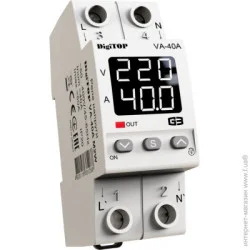Реле напряжения Digitop VA-40A M2W на DIN-рейку с контролем тока