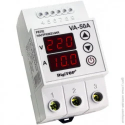 Реле напряжения Digitop VA-50A на DIN-рейку с контролем тока