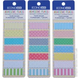 Economix Стикер-закладка 15х45 мм Fun 105 шт. бумажные 7 цветов ассорти