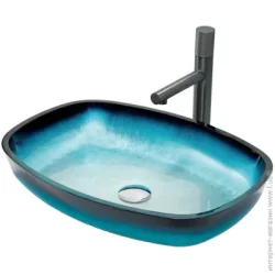 Раковина EGO TY-219BL 54.5х39.5 см стеклянный голубой