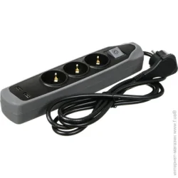 Electraline Удлинитель с заземлением 3 гн. серый 2 м 62150