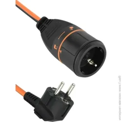 Удлинитель Electraline Удлинитель 3x1,5 с итальянской системой фиксации Electralock с заземлением 1 гн. черный с оранжевым 20 м 1731