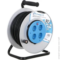 Удлинитель Electraline Удлинитель на катушке с заземлением 4 гн. черный 50 м 49048