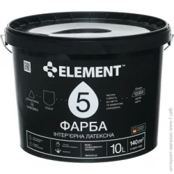 Element Фарба латексна водоемульсійна 5 особливо зносостійка шовковистий мат білий 10л