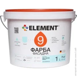 Element Акрилова фарба водоемульсійна 9 База А мат білий 1л