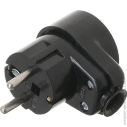 E.Next Электровилка кутова Uni-Schuko WT-16U/G-S з заземленням 16А 250В чорний пластик