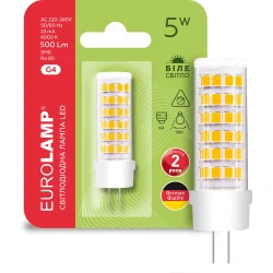 Світлодіодна лампа Eurolamp Лампа світлодіодна 5 Вт капсульна прозора G4 220 В LED-G4-0540(220)