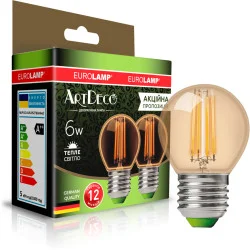 Светодиодная лампа Eurolamp Филаментная лампа LED G45 5W 530 Lm E27 3000K deco 2шт (MLP-LED-G45-05273(Amber))