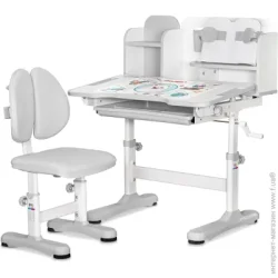 Парта со стульчиком Evo-Kids Комплект мебели детский BD-28 Panda Grey
