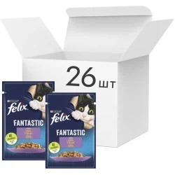 Влажный корм Felix Корм влажный для котов Fantastic с ягненком в желе 26 шт. 85 г