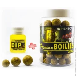 Набор Fishtoria Бойлы насадочные D14/18/20MM +  МИНИ ДИП-(20МЛ) 200 г банан