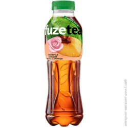 Холодний чай Fuzetea чорний зі смаком персика та троянди негазований 0.5 л (5449000235770)