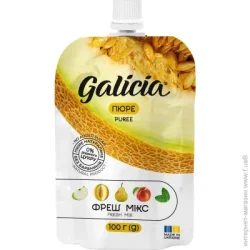 Пюре фруктове Galicia з 12 місяців Пюре фруктове зі смаком дині та м'яти Фреш мікс