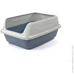 Открытый лоток под наполнитель Georplast Туалет Sonic без сетки с рамкой серый/синий 44,5x34x18,5 см