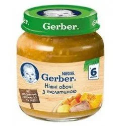Пюре м'ясне з овочами Gerber з 6 місяців Ніжні овочі-телятина 130 г (12333363)