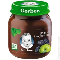 Пюре фруктове Gerber з 4 місяців Яблуко-чорнослив 130 г (7613033514951)