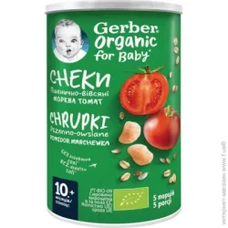 Gerber Снеки органік Пшенично-вівсяні з томатами та морквою 35 г (7613037311433)
