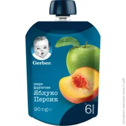 Пюре фруктове Gerber з 6 місяців Яблуко-персик 90 г (7613036345460)