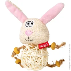 Gigwi Игрушка для котов Зайчик с плетеным мячиком и колокольчиком 2344