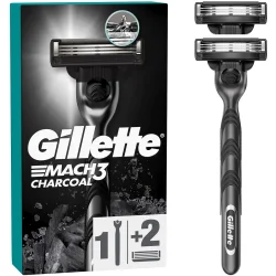 Gillette Станок для бритья Mach 3 Charcoal со сменными картриджами 2 шт.