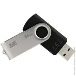 Флешка Goodram Флеш-пам'ять USB UTS2 Twister 64 ГБ USB 2.0 black/silver (UTS2-0640K0R11)