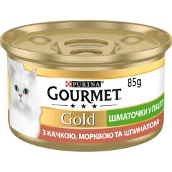 Консерва для котів Gold шматочки у паштеті з качкою, морквою та шпинатом 24 шт. 85 г