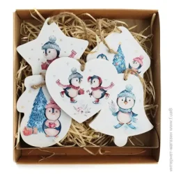 Gray Cat Набор деревянных фигурок Пингвины 9 см 5 шт./уп.