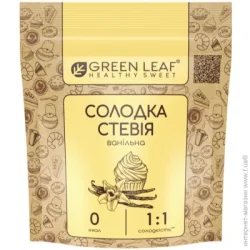 Цукор Green Leaf Солодка стевія Ванільна 1:1 ДП 100г (4820236270062)