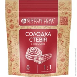 Цукор Green Leaf Солодка стевія з корицею 1:1 ДП 100г (4820236270079)