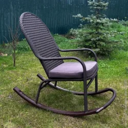 Кресло-качалка Greengard Relax венге + коричневая подушка