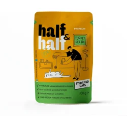 Корм вологий для стерилізованих кішок Half&Half шматочки з індичкою в желе 100 г