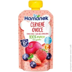 Пюре фруктово-ягодное Hamanek с 6 месяцев Яблоко-клубника-абрикос 100 г (8595139797386)