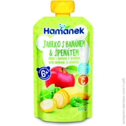 Пюре фруктово-овощное Hamanek с 6 месяцев Яблоко-банан-шпинат 100 г (8595139798444)