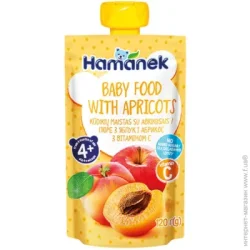 Пюре фруктове Hamanek з 4 місяців Яблуко-абрикос 120 г (8595139783914)