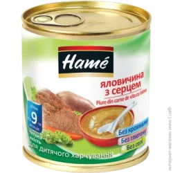 Пюре мясное Hame с 9 месяцев Говядина-сердце 100 г (1105235)