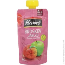 Пюре фруктове Hame з 4 місяців Яблуко-персик 100 г пауч (8595139797515)