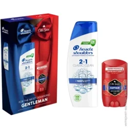 Набір косметики Head & Shoulders Подарунковий набір для чоловіків HEAD&SHOULDERS Шампунь проти лупи 2-в-1 Основний догляд 330 мл + Твердий дезодорант Old Spice Captain 50 мл