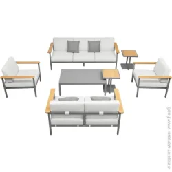 Стол с диваном Higold Комплект мебели NOLA серый/коричневый