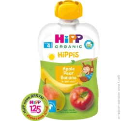 Пюре фруктове Hipp з 4 місяців Яблуко-груша-банан 100 г (9062300433743)