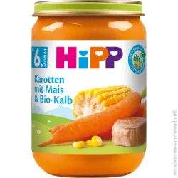 Hipp Пюре Морковь с кукурузой и органической телятиной 190г