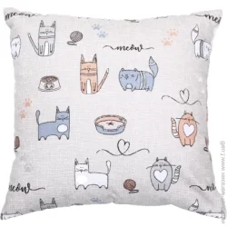 Подушка Homeline декоративная Подушка декоративная Кот на кухне 40x40 см бежевый