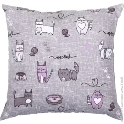 Подушка Homeline декоративная Подушка декоративная Кот на кухне 40x40 см серо-сиреневый